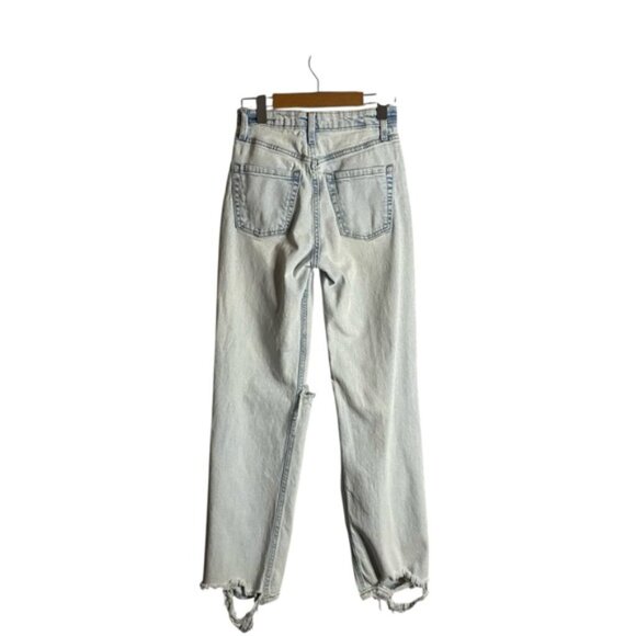 Wild Fable Women’s Light Blue Distressed Super High Rise Straight Leg Jeans - Picture 9 of 9